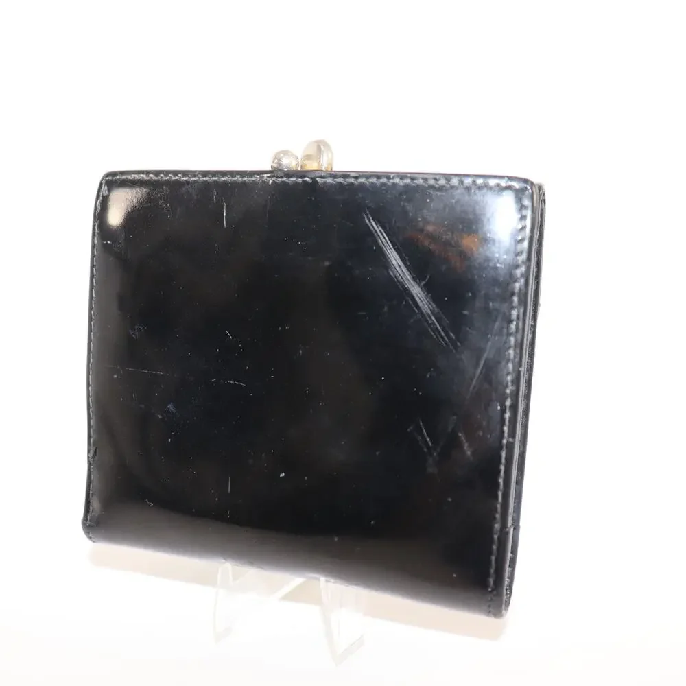 Salvatore Ferragamo Black Leather Wallet w/ Vara Bow &‎ Kiss Lock Coin